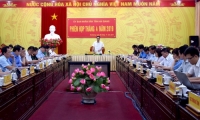 Chủ tịch UBND tỉnh Nguyễn Văn Sơn phát biểu chỉ đạo tại Phiên họp thường kỳ tháng 04 năm 2019.