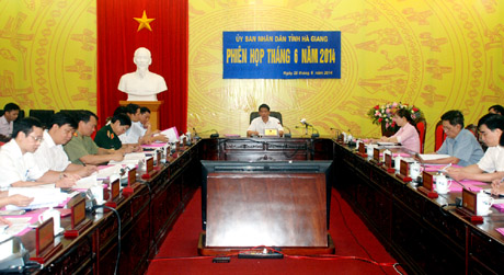 Chủ tịch UBND tỉnh Đàm Văn Bông chủ trì phiên họp.